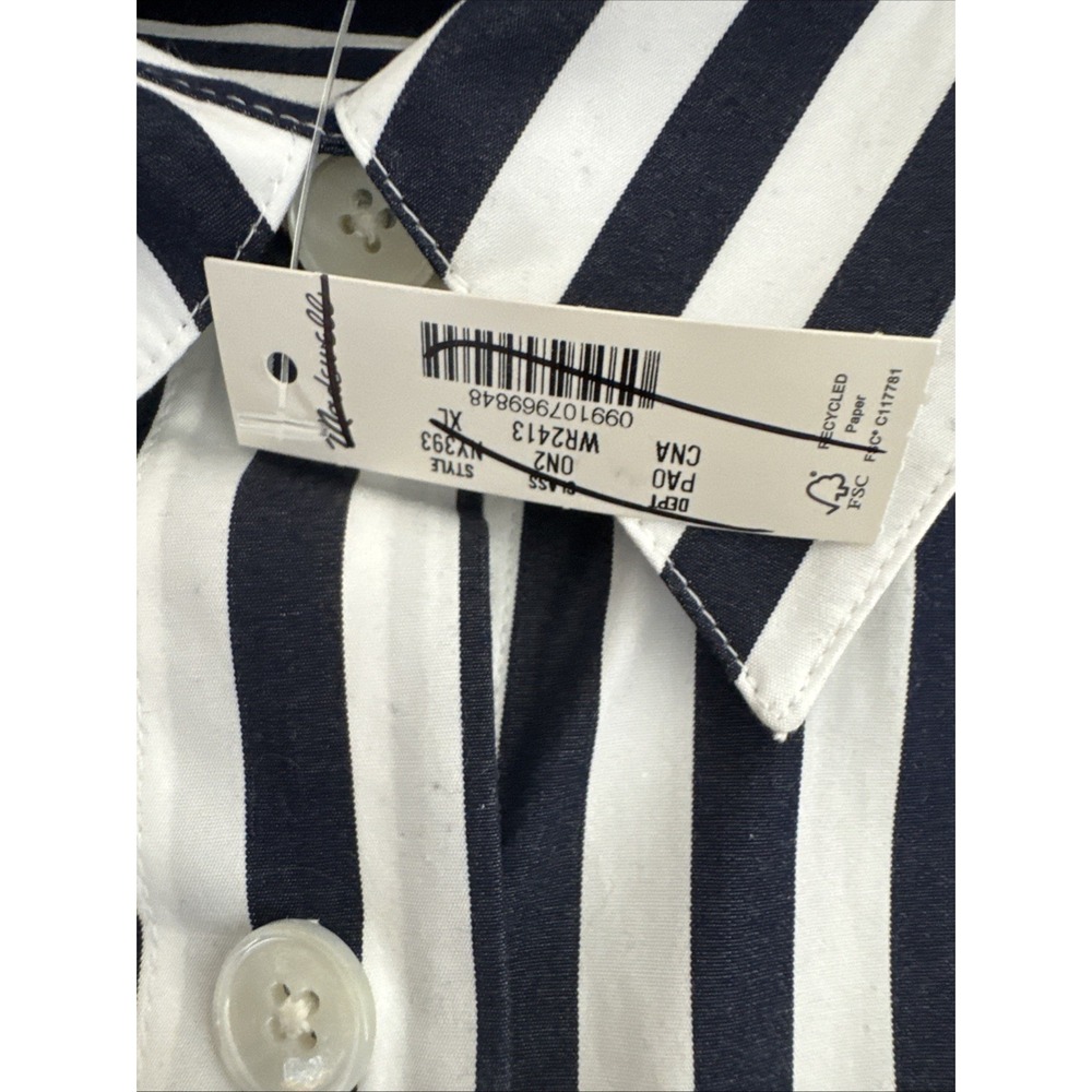 Madewell Women's Button Up Straight Hem Poplin Shirt Navy Striped NEW - Picture 9 of 13